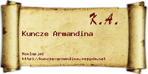 Kuncze Armandina névjegykártya
